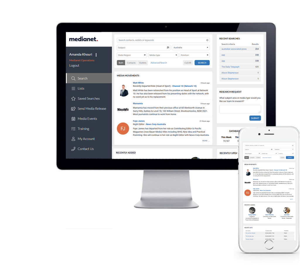 Medianet home page - database